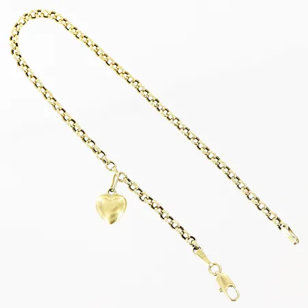 Armband ärtlänk med berlock hjärta, längd 18,5cm, bredd 2,5mm, 18K Vikt: 2,4 g