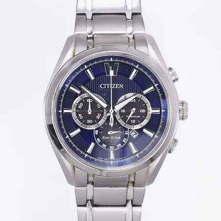Herrur Citizen Eco-Drive Ø43mm, quartz, kronograf, datum, GN-4W-S, snr 6N1030333, titan, bruksslitage, inga tillbehör, fungerande vid katalogisering