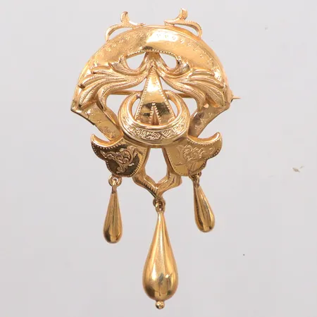 Brosch längd 5,8cm, bredd 30,1mm, år 1885, 18K Vikt: 5,3 g