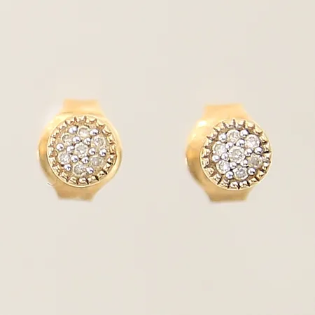 Ett par örhängen med diamanter 14 x ca 0,005ct Ø4mm 18K  Vikt: 0,9 g