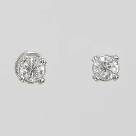 Örhängen med briljantslipade diamanter 2 x ca 0,10ct, ryska stämplar, vitguld, skruvstift, saknar stopp, 14K Vikt: 0,9 g