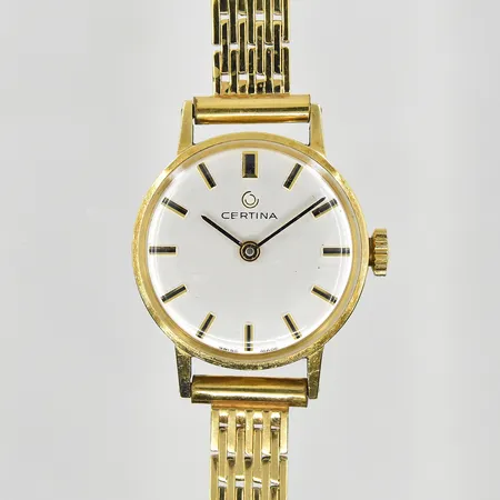 Damur Certina 14K manuell boett Ø22 mm, gravyr på boett, armband i doublé, fungerade vid testtillfället.