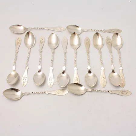  14st skedar, 12cm, modell Jämtlands skeden, silver 830/100, tillverkad av Guldsmedsaktiebolaget, 123,32g.