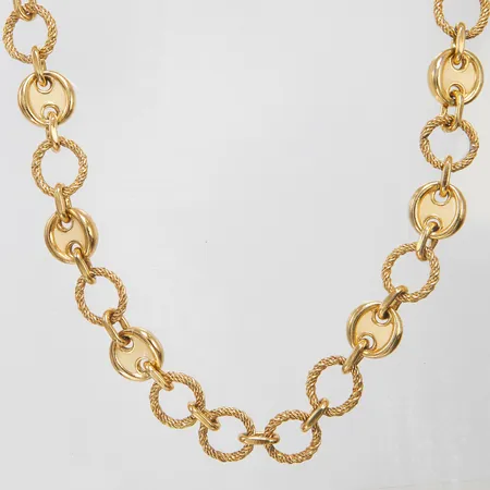 Collier med emaljdetaljer Grossé längd 79cm, bredd 19mm, gulmetall