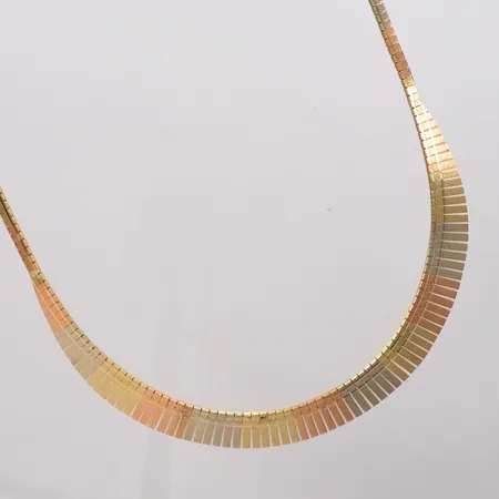 Collier trefärgat längd 41cm, bredd 3,4-11,1mm, 18K Vikt: 29,1 g