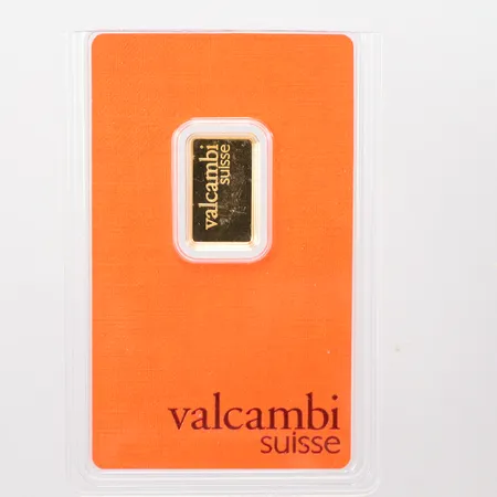 Guldtacka Valcambi suisse, sn: AA408009, Assay Certificate, 24K Vikt: 2,5 g