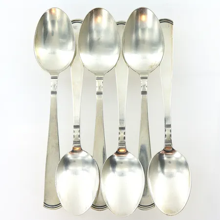 6 bordsskedar Rosenholm längd 18cm, GAB, silver 830/1000. Vikt: 223,9 g