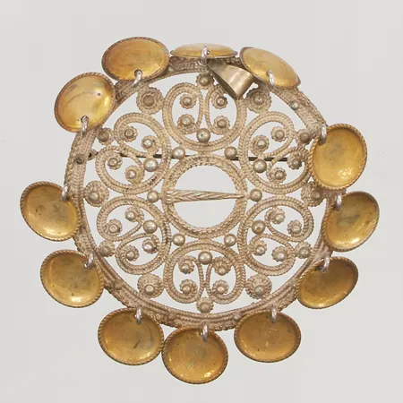Hänge/brosch Ø53mm delvis förgylld 830/1000 Silver 21,9g.