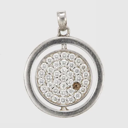 Hänge med vita stenar, sten saknas, Ø 20mm, 925/1000 silver Vikt: 5,1 g