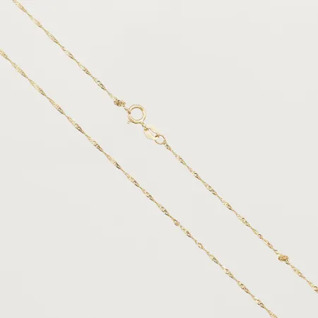 Kedja Singapore längd ca 42,5cm bredd 0,6mm knutar 14K Vikt: 1 g