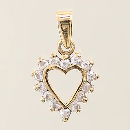 Hänge med vita stenar 15x7,4mm 18K Vikt: 0,5 g