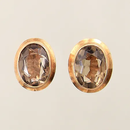 Ett par örhängen med rökkvarts 14x11mm 14K  Vikt: 3 g