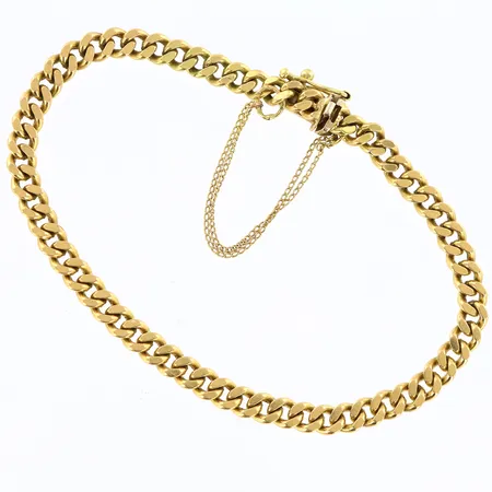 Armband Pansar längd 18,5cm, bredd 4mm, med säkerhetskedja, 18K Vikt: 15,3 g
