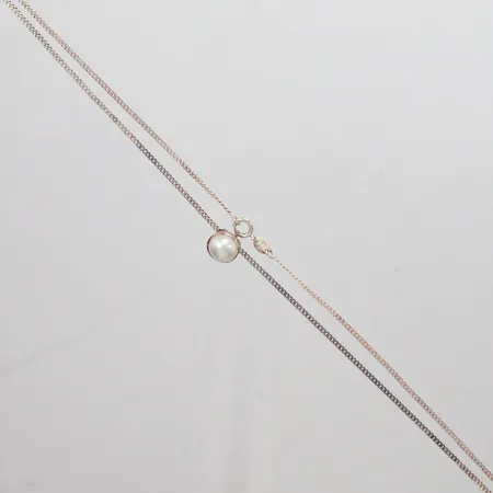 Kedja Pansar längd 49cm, hänge pärla Ø8mm, silver 925/1000 Vikt: 3,9 g