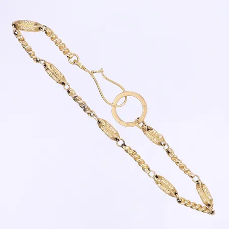 Klockkedja antik empire med svenska stämplar för Stockholm Z3 = 1830, en del möjligen T3 = 1825, längd 29cm 18K Vikt: 9,3 g