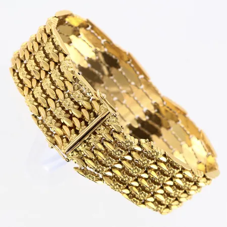 Armband längd 18,5cm, bredd 22mm, defekt, 18K Vikt: 41,3 g
