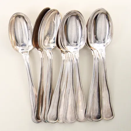 12 Bordsskedar modell Gammal Dansk längd 17,5cm silver 830/1000  Vikt: 596,8 g