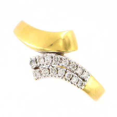 Ring Guldfynd med diamanter 0,20ct, stl:19, bredd framtill 12mm, 18K Vikt: 4,8 g