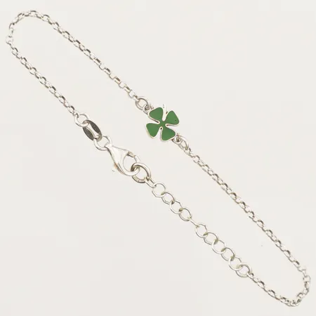 Armband med fyrklöver justerbar längd 15-18cm, bredd 1,2-7,4mm Silver 925/1000 Vikt: 2 g