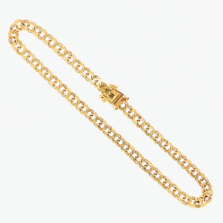 Armband Bismarck längd 18,5cm bredd 4mm smärre tillverkningsdefekter, 18K. Vikt: 5,1 g