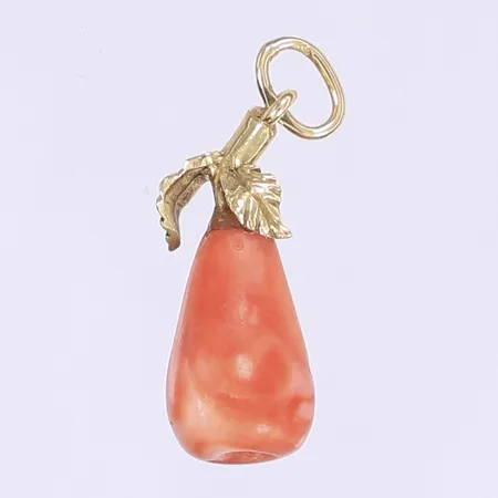 Hänge med korall längd inkl ögla 3cm bredd 1cm 18K Bruttovikt: 3,8g Vikt: 3,8 g