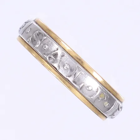 Ring med texten SALF stl 20 bredd 5mm svenska stämplar 1986 tvåfärgad 18K Vikt: 5,8 g