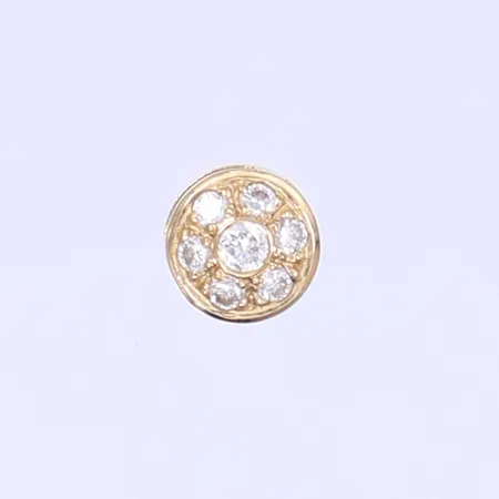 Hänge med diamanter 1x ca 0,04ct 6x ca 0,02ct Ø7mm, Finska stämplar Kultakeskus Oy, 18K Vikt: 1,1 g