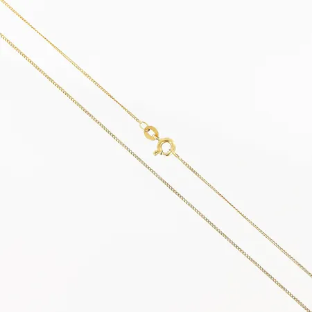 Kedja Pansar längd 45,3cm, bredd 1mm, något vriden länk nära öglan, 18K  Vikt: 1,9 g