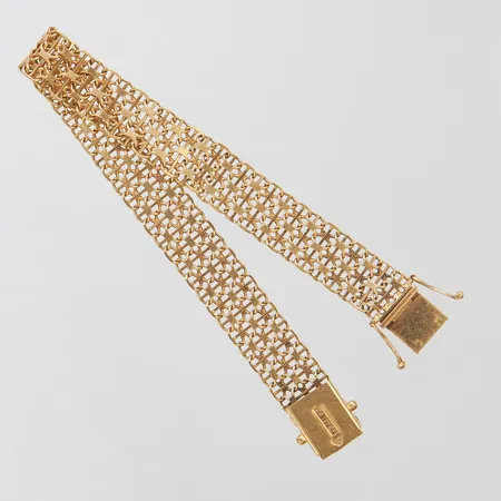 Armband x-länk med stav längd 19cm, bredd 10,5mm, 18K Vikt: 16 g