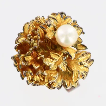 Ring med pärla Flora Danica, justerbar, slitage, skevhet, förgyllt silver 925/1000, Vikt: 5,9 g