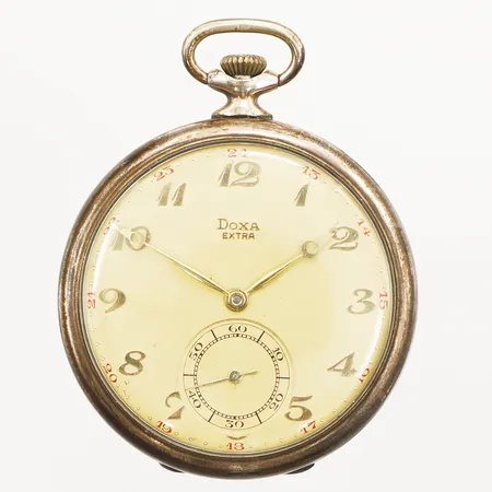 Fickur Doxa 48mm, boettnr:2240132 "Medaille D`or Milan-1906" Ancre de precision 15 Rubis repigt glas, går ej innerboett i Silver 800/1000 bruttovikt:59,2g Vikt: 59,2 g