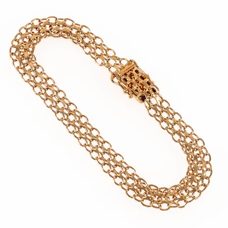 Armband X-länk 19cm bredd 8mm, något slitna länkar mot låset, 18K 10,0g. 