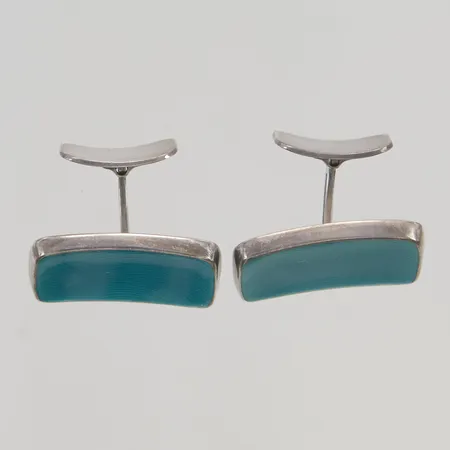 Manschettknappar 26x14mm blå stenar, 830/1000 Silver 14,4g.