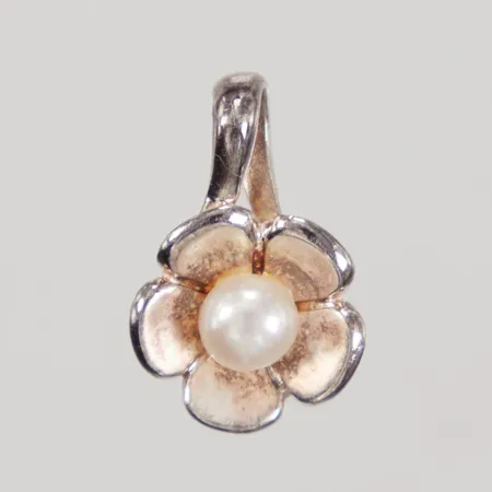 Hänge med pärla Ø13,3mm längd 20,3mm, blomma, 925/1000 silver, Vikt: 2 g