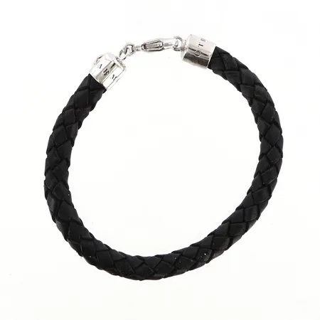 Armband Thomas Sabo flätat läder, ca 18cm, bredd ca 6mm, detaljer i silver 925/1000 Vikt: 0 g