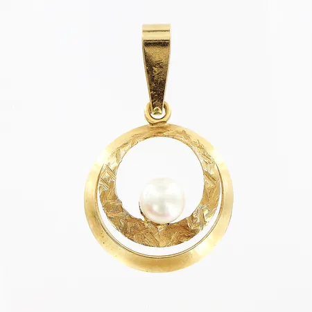 Hänge med odlad pärla längd 25mm, bredd Ø15mm, något skev, 18K Vikt: 1,1 g