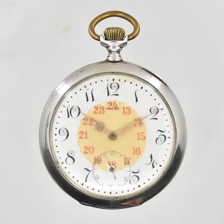 Fickur Omega Grand Prix Paris 1900 Ø52mm liten sekundvisare, boettenummer 3560910, fungerade vid testtillfället, silver 800/1000. Bruttovikt 93,4g