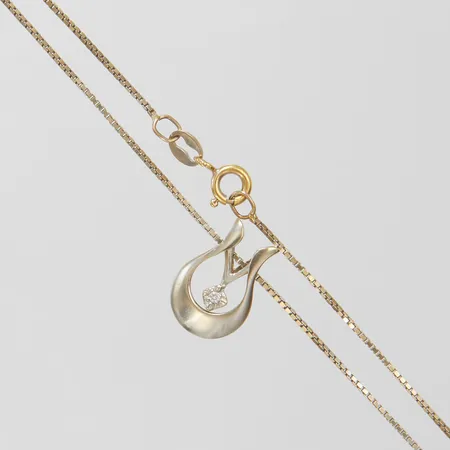 Kedja Venezia med integrerat hänge med diamant 1 x ca 0,01ct längd 42,5cm, bredd 1-15mm, färgbortfall, vitguld, 18K Vikt: 5 g