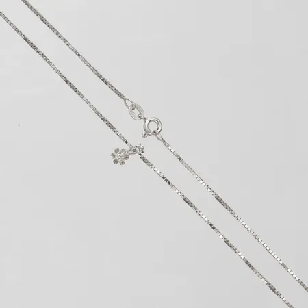 Kedja Venezia med hänge med diamant 1 x ca 0,02ct längd 41,5cm, bredd 1-10mm, vitguld, 18K Vikt: 3,5 g