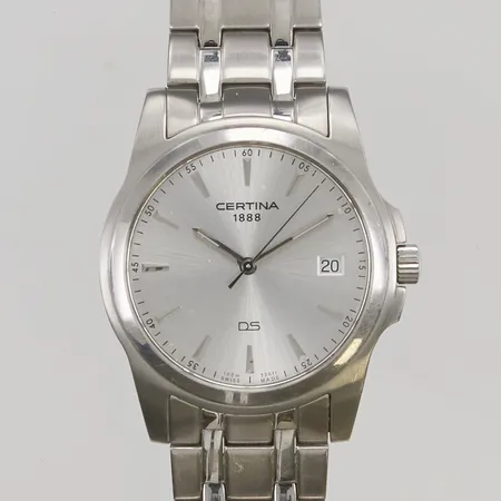 Herrur Certina DS, refnr:260.7195.42, stål, länk ca 18,5cm, extra länkbitar, går ej, batteribyte krävs.