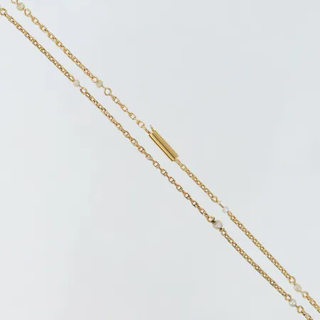 Collier integrerade odlade pärlor längd 67cm bredd 1,5mm pärlor slitna/defekta 18K Vikt: 7,8 g