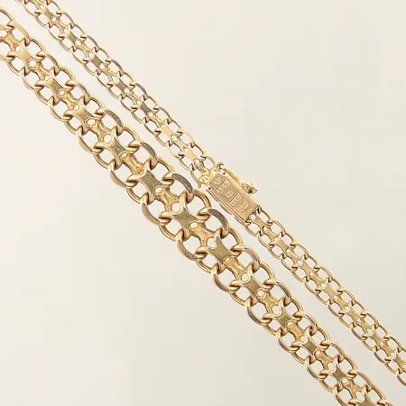 Collier doserad X-länk längd 46cm bredd 5-10mm 18K Vikt: 25 g