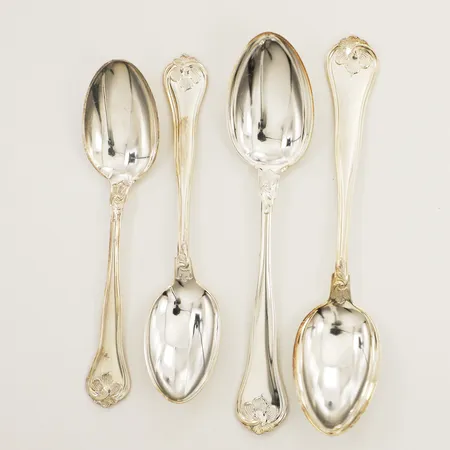 Fyra Bordsskedar modell Sachsisk två längder Cohr, Danmark, silver 830/1000. Vikt: 146,1 g