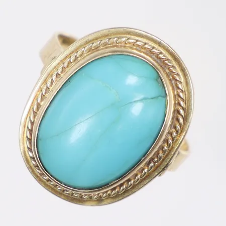 Ring med turkos stl:17½ bredd 2-19mm 14K Vikt: 4,7 g