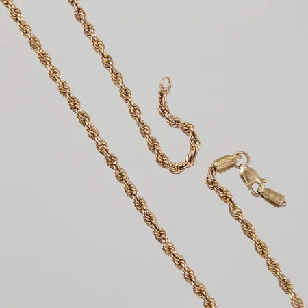 Kedja Cordell 55,5cm, bredd 2,4mm, ihålig, lagad, trasigt lås, 14K Vikt: 4,2 g