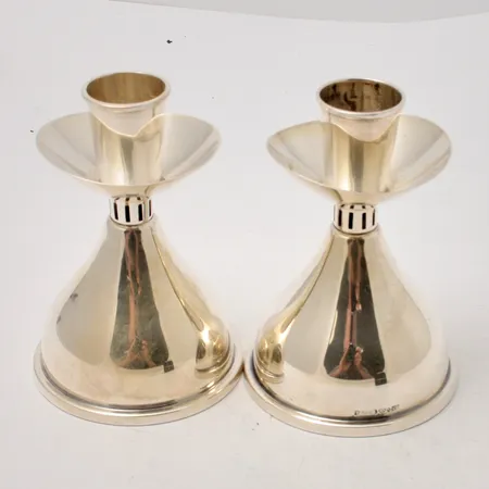 Ljusstackar i silver, 9,5cm hög, Ø6,7cm, Tenn & Silver Ab, 1963, bruttovikt 310,22g.