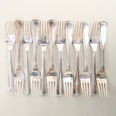 12 Förrättsgafflar modell Gammal Dansk längd 15cm silver 830/1000 Vikt: 427,9 g