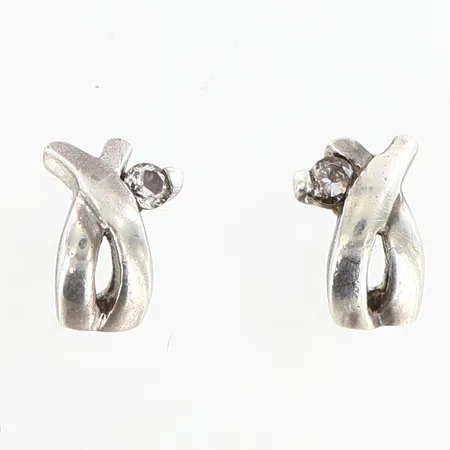Örhängen med sten, ca 11mm, silver 925/1000 Vikt: 2,1 g