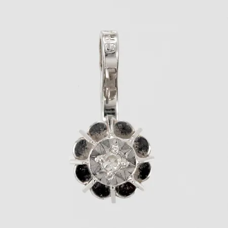 Hänge med diamant ca 1x0,01ct, 8/8-slipning, Ø 5mm, 18K Vikt: 0,4 g