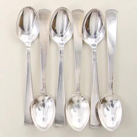 6 Kaffeskedar modell Rosenholm GAB längd 12cm silver 830/1000 Vikt: 90,6 g